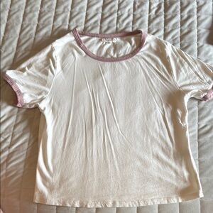 Heart Hips Pink and White Ringer Tee
